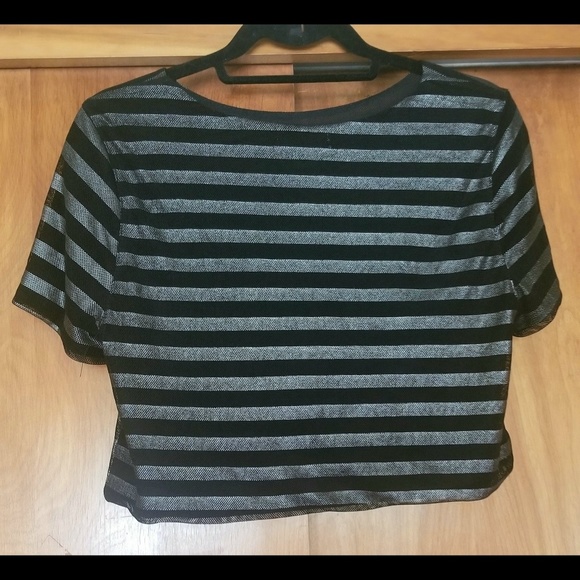 BCNU mesh, cropped striped T - Picture 2 of 2
